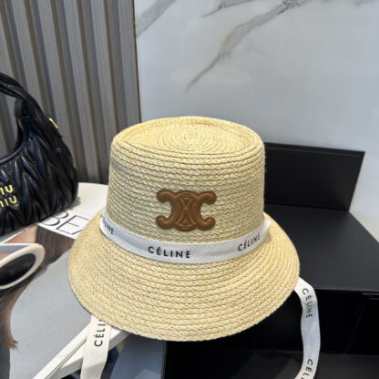 Celine simple raffia densely woven straw hat - Image 6