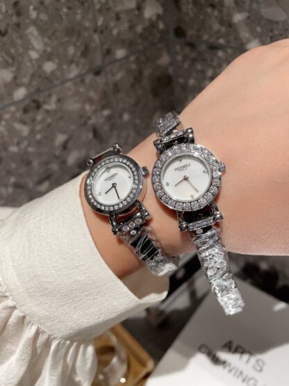 Hermes Rose Gold and Diamond Watch - Image 6