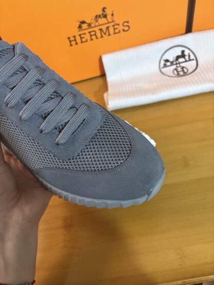 Hermès classic grey couple breathable casual sneakers - Image 6