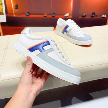 Hermes white and blue high-end men's low-top thick-soled casual sports shoes - Image 6