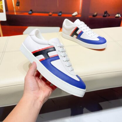 Hermès white and navy high-end men's low-top thick-soled casual sneakers - Image 6