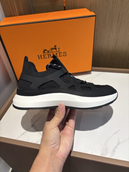 Hermes black stylish simple casual sports shoes - Image 6