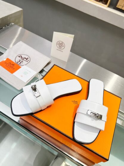 Hermès early spring new white handmade leather slippers - Image 6