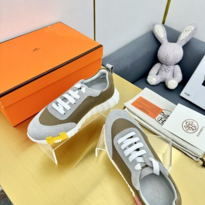 Hermès classic couple style gray-green color matching sports casual shoes - Image 6