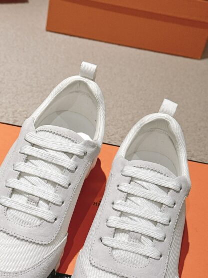 Hermes classic couple style white and gray breathable casual sports shoes thick sole 3cm - Image 6