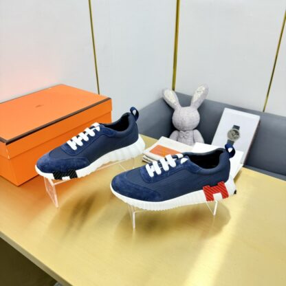 Hermès Spring and Summer Classic Couple Style White and Blue Colorblock Sports Casual Shoes - Image 6