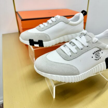 Hermès Spring and Summer Classic Couple Style Gray and White Colorblock Sports Casual Shoes - Image 6