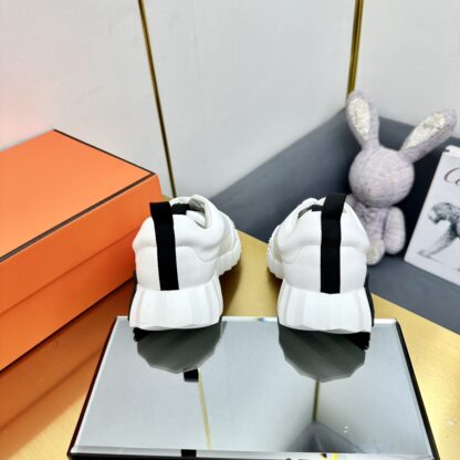 Hermès Spring and Summer Classic Couple's White and Black Sports Shoes - Image 6