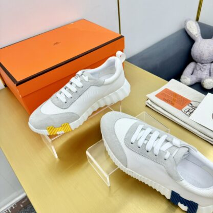 Hermès Spring and Summer Classic Couple Style Grey and Blue Colorblock Sports Casual Shoes - Image 6