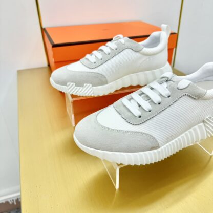 Hermès Spring and Summer Classic Couple Style British White and Gray Colorblock Sports Casual Shoes - Image 6