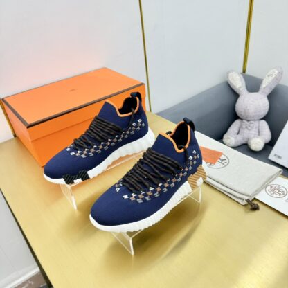 Hermès Spring and Summer Classic Couple Style British Blue and Black Colorblock Sports Casual Shoes - Image 6