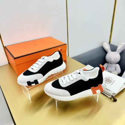 Hermès Spring and Summer Classic Couple Style British Grey and Black Colorblock Sports Casual Shoes - Image 6