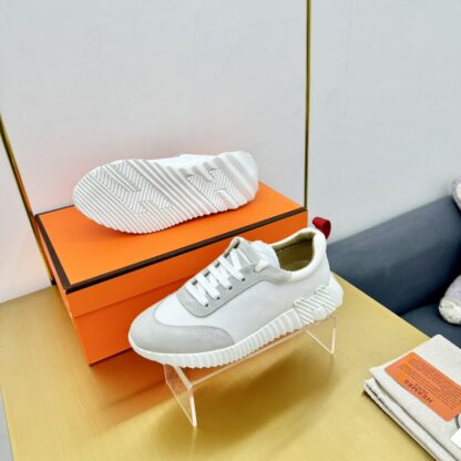 Hermès Spring and Summer Classic Couple Style British Gray and White Colorblock Sports Casual Shoes - Image 6