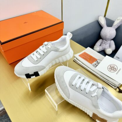 Hermes Spring and Summer Classic Couples British White, Gray and Black Colorblock Sports Casual Shoes - Image 6