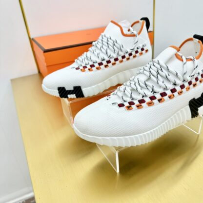 Hermès Spring and Summer Classic Couple Style British White, Orange and Black Colorblock Sports Casual Shoes - Image 6