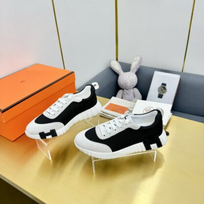 Hermès Spring and Summer Classic Couples British Black and Gray Colorblock Sports Casual Shoes - Image 6