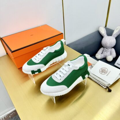 Hermès Spring and Summer Classic Couple Style British Green and Gray Colorblock Sports Casual Shoes - Image 6