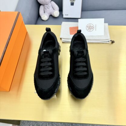 Hermes Spring and Summer Classic Couple British Pure Black Sports Casual Shoes - Image 6