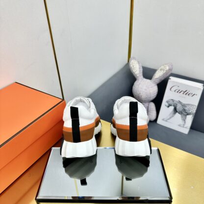 Hermès Spring and Summer White and Orange Colorblock Couple Classic Sports Casual Shoes - Image 6