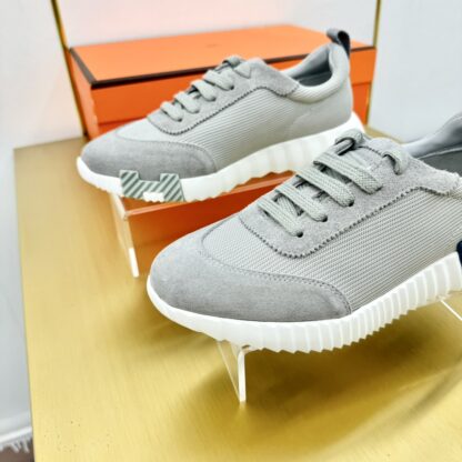 Hermès Spring and Summer Gray, White and Blue Colorblock Couple Classic Sports Casual Shoes - Image 6
