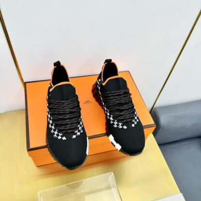 Hermès Spring and Summer Black, Gray and Orange Colorblock Couple Classic Sports Casual Shoes - Image 6