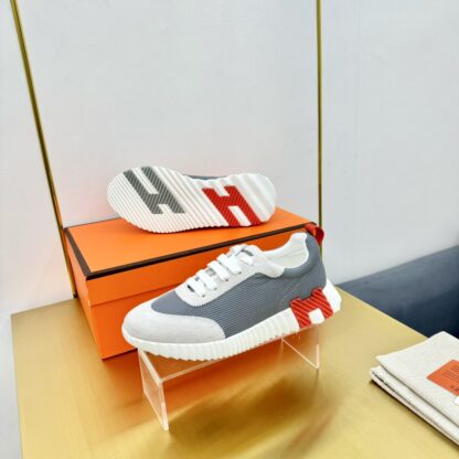 Hermès Spring and Summer Gray and Red Colorblock Couple Classic Sports Casual Shoes - Image 6