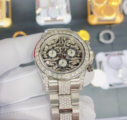 Rolex Omega Full Diamond Chronograph Model - Image 6