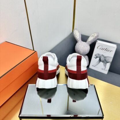 Hermès Spring and Summer Gray, White and Red Colorblock Couple Classic Sports Casual Shoes - Image 6