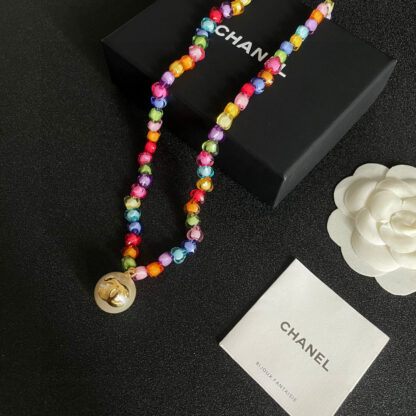 Chanel Colorful Pearl Double C Necklace - Image 6
