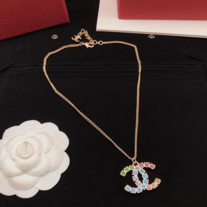 Chanel Colored Diamond Double C Necklace - Image 5