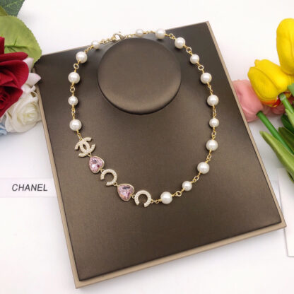 Chanel Pink Heart Diamond Necklace - Image 6