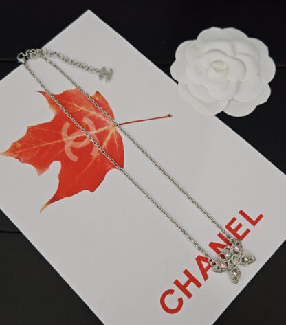 Chanel Pink Diamond White Gold Butterfly Necklace - Image 6