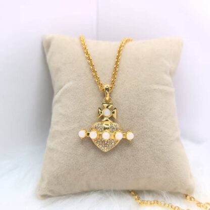 Vivienne WestwoodOONA Heart Pearl Saturn Necklace - Image 6
