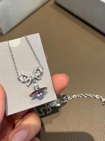 Vivienne Westwood bow necklace with diamonds and crystals - Image 5