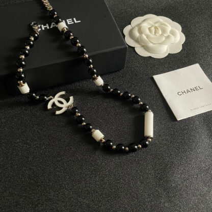 Chanel black and white double C necklace - Image 4