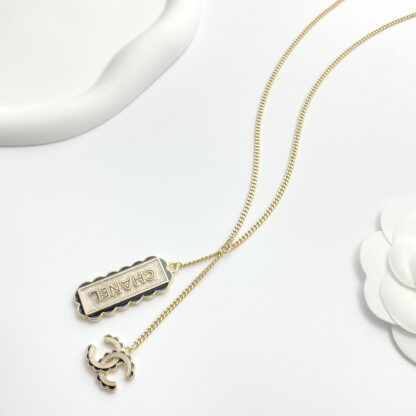 Chanel Black Enamel Lace Square CC Necklace - Image 6