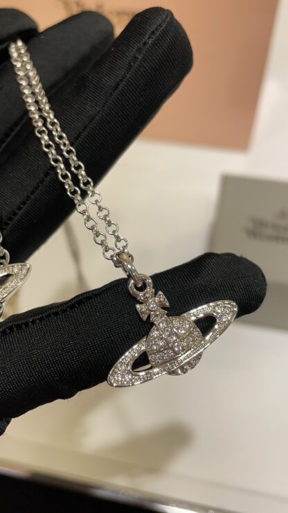 Vivienne Westwood classic full diamond Saturn pendant necklace - Image 6