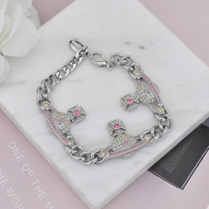 Vivienne Westwood Multi-KIKA Full Diamond Cuban Chain Bracelet - Image 6