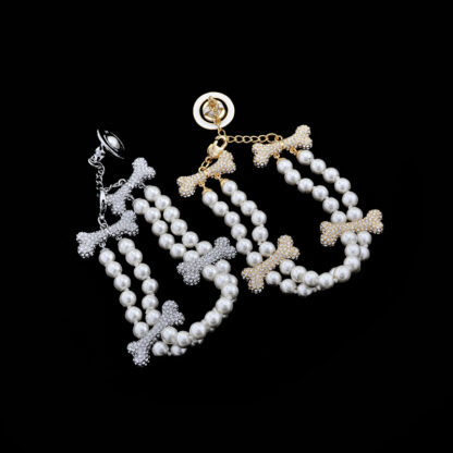 Vivienne Westwood Bone Double Row Pearl Bracelet - Image 6