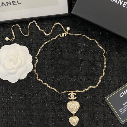 Chanel Diamond Double Heart Necklace - Image 6