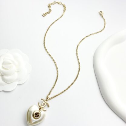 Chanel Creamy White Heart Necklace - Image 7