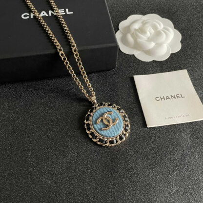 Chanel Denim Blue Double C Necklace - Image 6