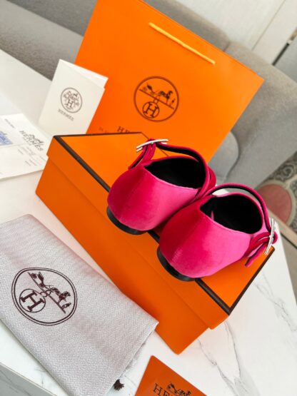 Hermès new dark pink handmade comfortable trendy loafers - Image 6