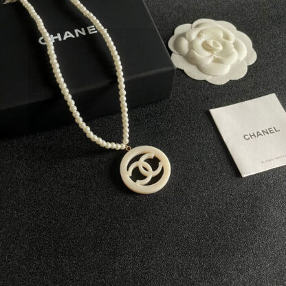 Chanel Pearl Double C Circle Necklace - Image 4