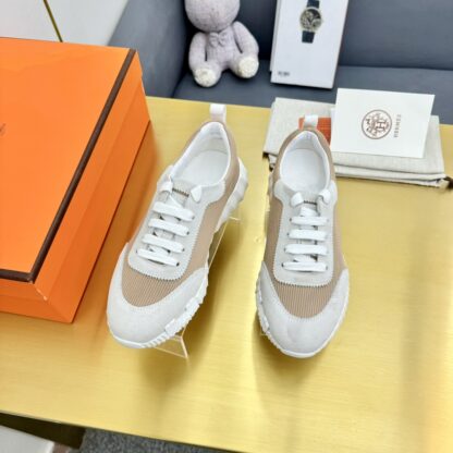Hermès Spring and Summer Couple's Grey Apricot Colorblocking Sports Casual Shoes - Image 6