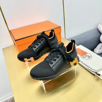 Hermes Spring and Summer Couple's Black and Orange Colorblock Breathable and Durable Sports Casual Shoes - Image 6