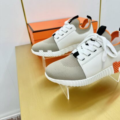 Hermes Spring and Summer Couples White Apricot Orange Colorblock Breathable and Durable Sports Casual Shoes - Image 6