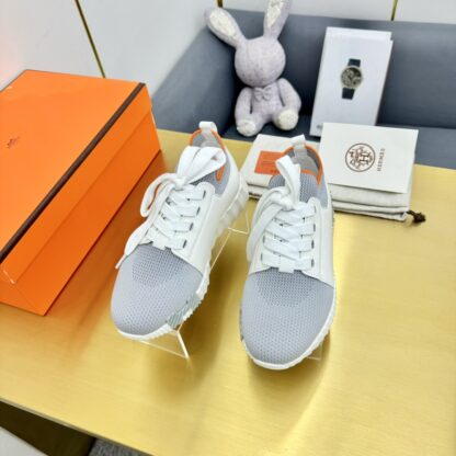 Hermes Spring and Summer Couples White and Gray Colorblock Breathable and Durable Sports Casual Shoes - Image 6