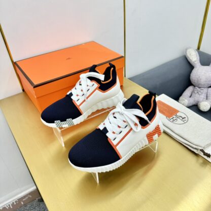 Hermès Spring and Summer Couples Blue and Orange Colorblock Breathable and Durable Sports Casual Shoes - Image 6