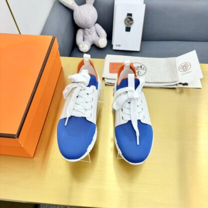 Hermes Spring and Summer Couples White, Blue and Orange Colorblock Breathable and Durable Sports Casual Shoes - Image 6